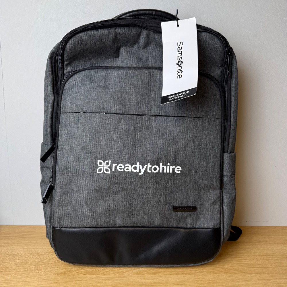 NWT Samsonite Padded Laptop Backpack Grey Business Casual Travel Organization